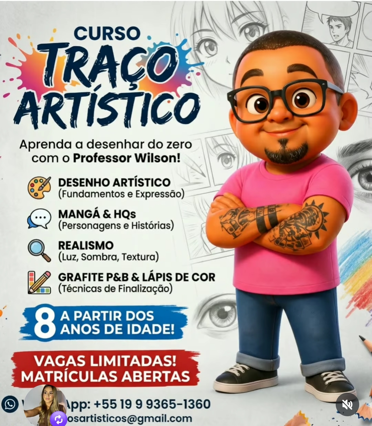 Arte completa do Curso Traço Artístico com o Professor Wilson